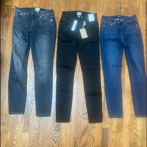 3 pairs of J Crew Toothpick Jeans 9”  1 NEW W TAGS & 2 barely worn EUC - Size 25